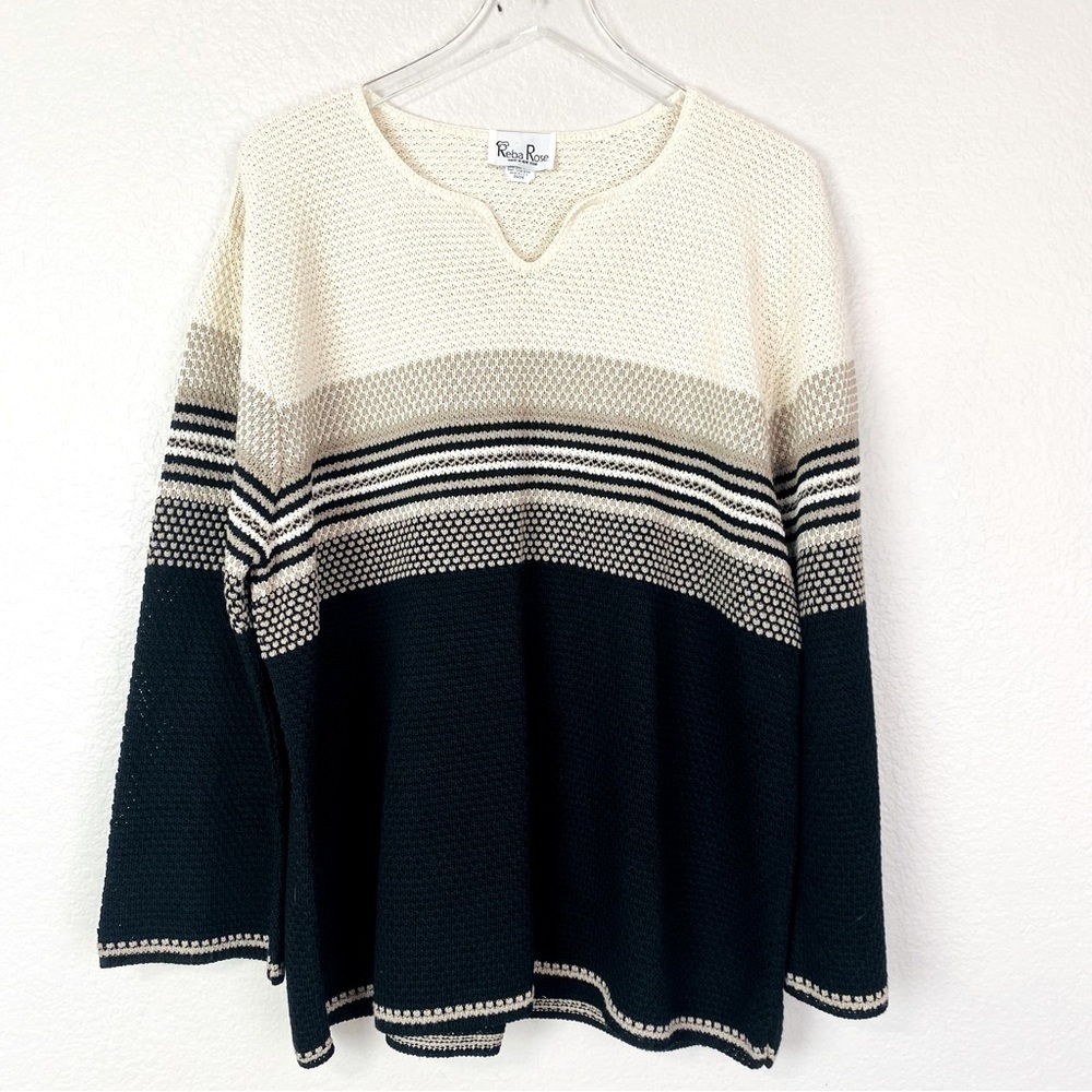 Reba Rose Cream/Black Striped Sweater Size 26/28